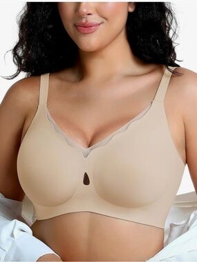 Jelly Bra No Underwire Mesh Wireless Crossover Bra Seamless Full Coverage Bra 3X
